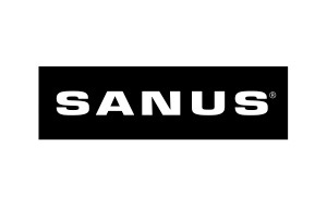 SANUS logo black with white text