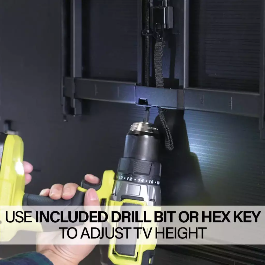 VMF822, Use included drill bit or hx key to adjust TV height